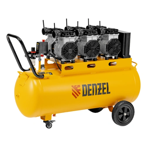 Компрессор безмасляный, малошумный DLS 3300/100, 3300 Вт,3x1100, 100 л, 570 л/мин ,блок управления Denzel по ценам производителя в Челябинске с доставкой по всей России
