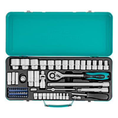 Набор торцевых головок с трещоткой, 1/2" и 1/4", 68 предметов Stels по ценам производителя в Челябинске с доставкой по всей России