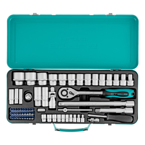 Набор торцевых головок с трещоткой, 1/2" и 1/4", 68 предметов Stels по ценам производителя в Челябинске с доставкой по всей России