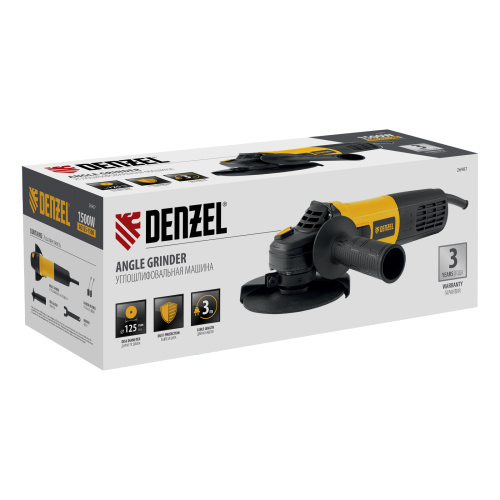 Машина шлифовальная угловая AG125-1500, 1500 Вт, 125 мм, 3000-11000 об/мин Denzel по ценам производителя в Челябинске с доставкой по всей России