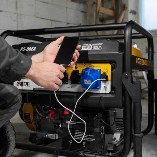 Генератор бензиновый PS 80 EA, 8.0 кВт, 230 В, 25 л, коннектор автоматики, электростартер Denzel по ценам производителя в Челябинске с доставкой по всей России