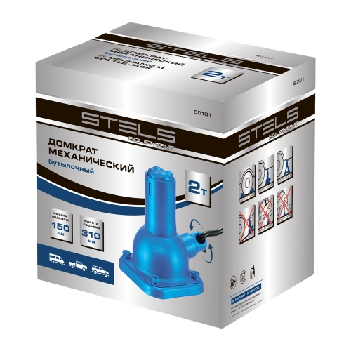 Домкрат механический бутылочный, 2 т, h подъема 150-310 мм, 2 части (домкрат, ручка) Stels купить в Москве с доставкой по всей России | ProtosMarket.ru