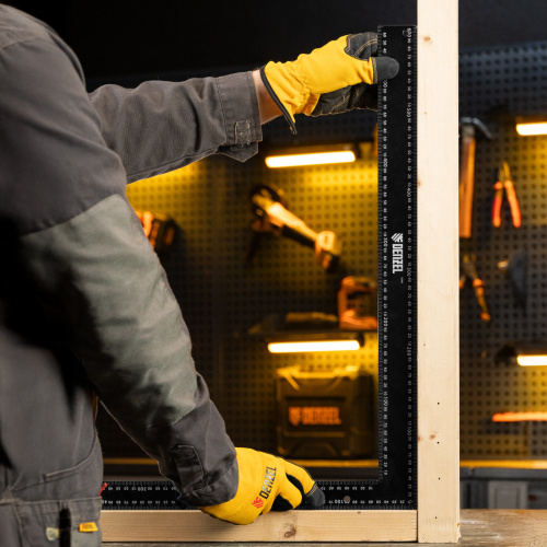 Угольник, 400 х 600 мм, алюминиевый, лазерная гравировка Denzel по ценам производителя в Челябинске с доставкой по всей России