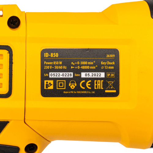Дрель ударная ID-850, 850 Вт, 0-3000 об/мин, 48000 уд/мин Denzel по ценам производителя в Челябинске с доставкой по всей России