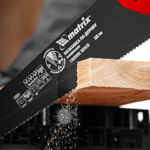 Ножовка по дереву, 500 мм, 7-8 TPI, зуб-3D, каленый зуб, тефлоновое покрытие полотна, двухкомпонентная рукоятка Matrix по ценам производителя в Челябинске с доставкой по всей России