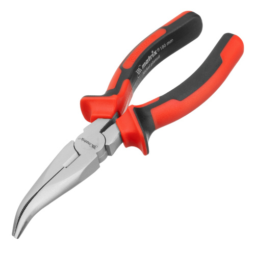 Длинногубцы изогнутые Nickel, 180 мм, никелированные, двухкомпонентные рукоятки Matrix по ценам производителя в Челябинске с доставкой по всей России