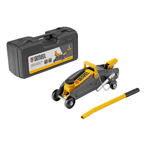 Домкрат гидравлический подкатной с фиксатором, 2 т, 130-330 мм, в кейсе Denzel по ценам производителя в Челябинске с доставкой по всей России