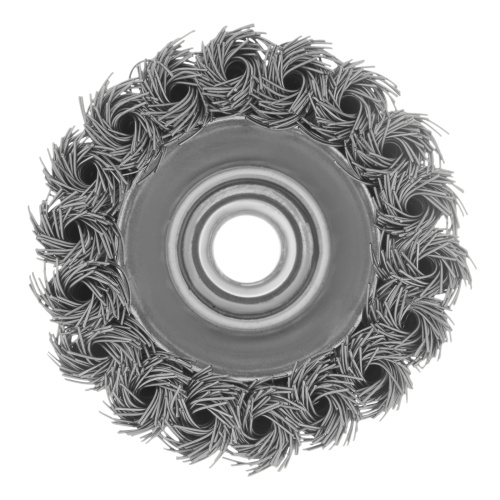 Щетка для УШМ, 75 мм, "Чашка", крученая нержавеющая проволока 0.5 мм, М14 Denzel по ценам производителя в Челябинске с доставкой по всей России