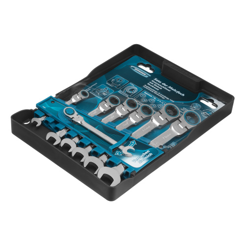 Набор ключей комбинированных с трещоткой, 8-19 мм, 7 шт, шарнирные, CrV Gross по ценам производителя в Челябинске с доставкой по всей России