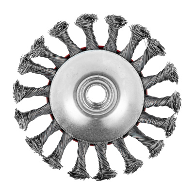 Щетка для УШМ, 115 мм, М14, "тарелка", крученая проволока 0.5 мм Matrix по ценам производителя в Челябинске с доставкой по всей России