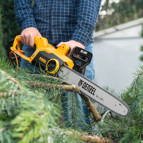 Пила цепная электрическая EDS-2200P, 2.2 кВт,поперечная, шина 45 см, шаг 3/8, паз 1.3 мм, 63 звена Denzel по ценам производителя в Челябинске с доставкой по всей России