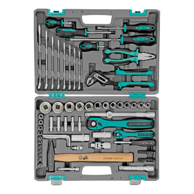 Набор инструментов, 1/2", 1/4", CrV, 12 гранные головки, пластиковый кейс, 76 предметов Stels по ценам производителя в Челябинске с доставкой по всей России
