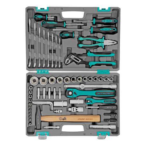 Набор инструментов, 1/2", 1/4", CrV, 12 гранные головки, пластиковый кейс, 76 предметов Stels по ценам производителя в Челябинске с доставкой по всей России