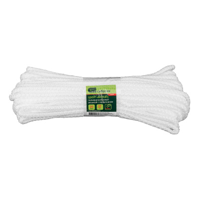 Шнур вязаный полипропиленовый с серд. белый, 6 мм, L 20 м, Сибртех по ценам производителя в Челябинске с доставкой по всей России