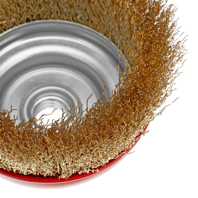 Щетка для УШМ, 100 мм, М14, "чашка", латунированная витая проволока Matrix по ценам производителя в Челябинске с доставкой по всей России