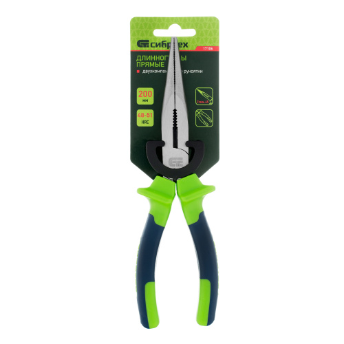Длинногубцы прямые, 200 мм, двухкомпонентные рукоятки Сибртех по ценам производителя в Челябинске с доставкой по всей России