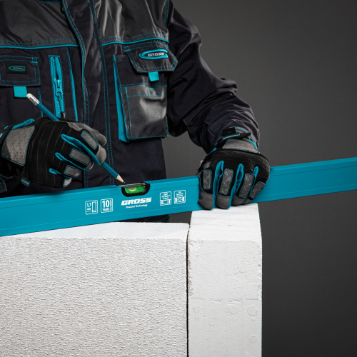 Уровень алюминиевый усиленный, 1000 мм, 3 глазка Gross по ценам производителя в Челябинске с доставкой по всей России