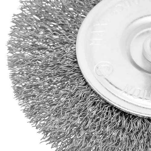 Щетка для дрели 100 мм, плоская со шпилькой, витая проволока Сибртех по ценам производителя в Челябинске с доставкой по всей России