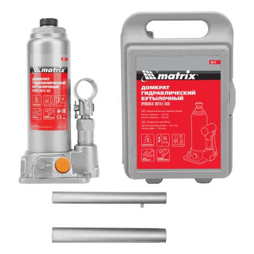 Домкрат гидравлический бутылочный, 2 т, h подъема 181-345 мм, в пластиковом кейсе Matrix по ценам производителя в Челябинске с доставкой по всей России