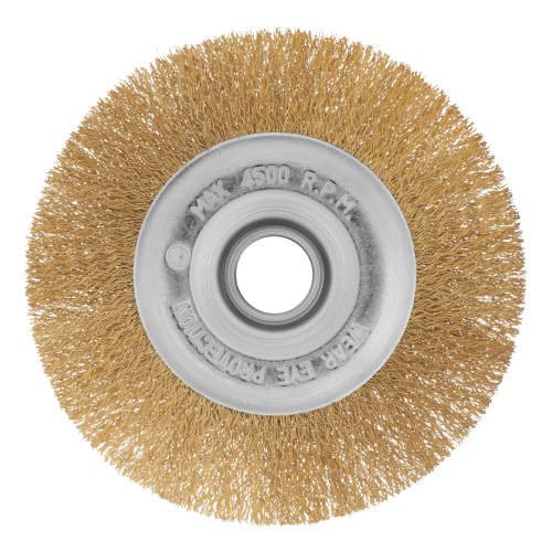 Щетка для УШМ, 150 мм, посадка 22.2 мм, плоская, латунированная витая проволока Matrix по ценам производителя в Челябинске с доставкой по всей России