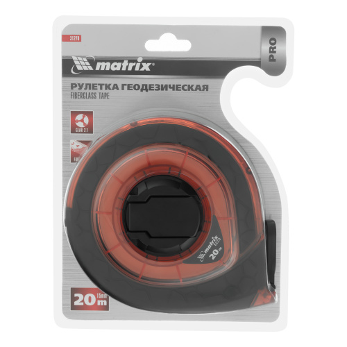 Рулетка геодезическая 20 м х 15 мм, закрытый корпус, фибергласовая лента, двусторонняя шкала, Pro Matrix по ценам производителя в Челябинске с доставкой по всей России