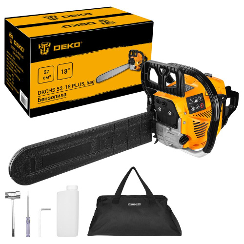 Бензопила DEKO DKCHS 52-18 PLUS, 3,8 л.с., 52 куб.см, 18", в сумке по ценам производителя в Челябинске с доставкой по всей России