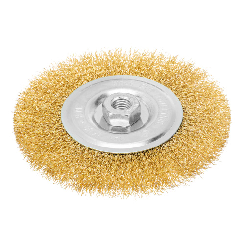 Щетка для УШМ, 150 мм, М14, плоская, латунированная витая проволока Matrix по ценам производителя в Челябинске с доставкой по всей России