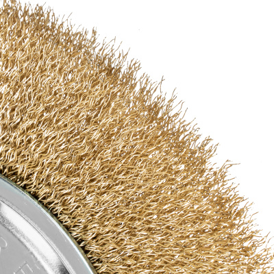 Щетка для УШМ, 200 мм, посадка 22.2 мм, плоская, латунированная витая проволока Matrix по ценам производителя в Челябинске с доставкой по всей России