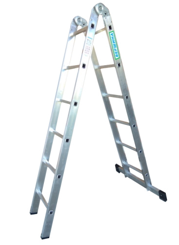 Лестница 2-х секционная алюминиевая шарнирная 2*6 по ценам производителя в Челябинске с доставкой по всей России