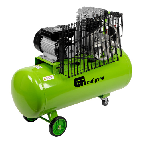 Компрессор воздушный КР-2200/100, 2.2 кВт, 350 л/мин, 100 л, ременной привод, масляный Сибртех по ценам производителя в Челябинске с доставкой по всей России