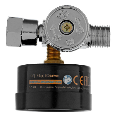 Регулятор давления с манометром для краскораспылителя K1500, 12 бар, 1/4" Denzel по ценам производителя в Челябинске с доставкой по всей России