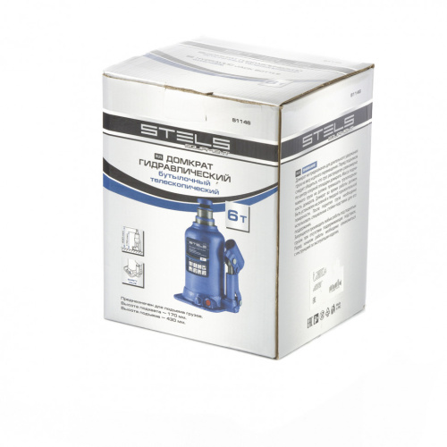 Домкрат гидравлический бутылочный телескопический, 6 т, подъем 170-430 мм Stels по ценам производителя в Челябинске с доставкой по всей России
