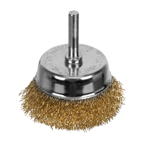 Щетка для дрели, 65 мм, "чашка" со шпилькой, латунированная витая проволока Matrix по ценам производителя в Челябинске с доставкой по всей России