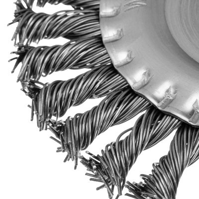 Щетка для УШМ 150 мм, М14, плоская, крученая проволока 0.8 мм Matrix по ценам производителя в Челябинске с доставкой по всей России