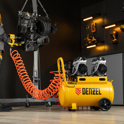 Компрессор безмасляный, малошумный DLS 1500/50, 1500 ВТ, 2x750, 50 л, 260 л/мин Denzel по ценам производителя в Челябинске с доставкой по всей России