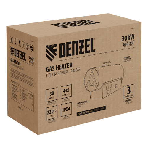 Газовая тепловая пушка GHG-30i, 30 кВт, цифровой термостат, пропан-бутан Denzel по ценам производителя в Челябинске с доставкой по всей России