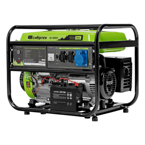 Генератор бензиновый БС-8000Э, 6,6 кВт, 230В, четырехтактный, 25 л, электростартер Сибртех по ценам производителя в Челябинске с доставкой по всей России