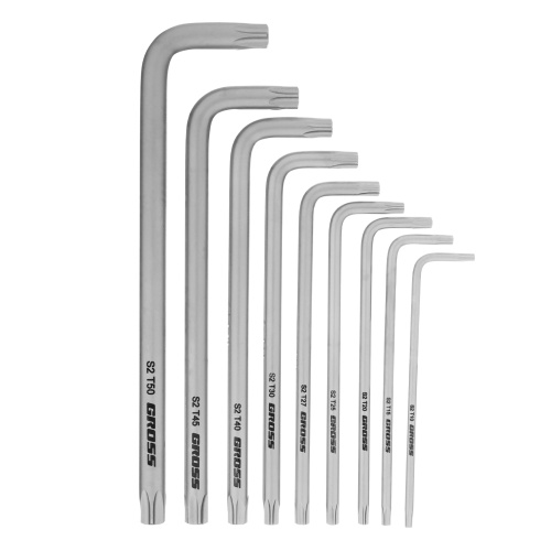 Набор ключей имбусовых Torx -TT, 9 шт: T10-T50, удлиненные, S2, сатинированные Gross по ценам производителя в Челябинске с доставкой по всей России