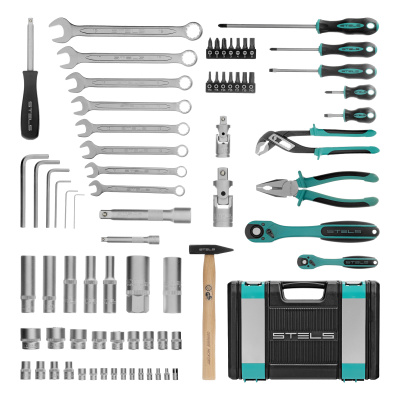 Набор инструментов, 1/2", 1/4", CrV, 12 гранные головки, пластиковый кейс, 76 предметов Stels по ценам производителя в Челябинске с доставкой по всей России