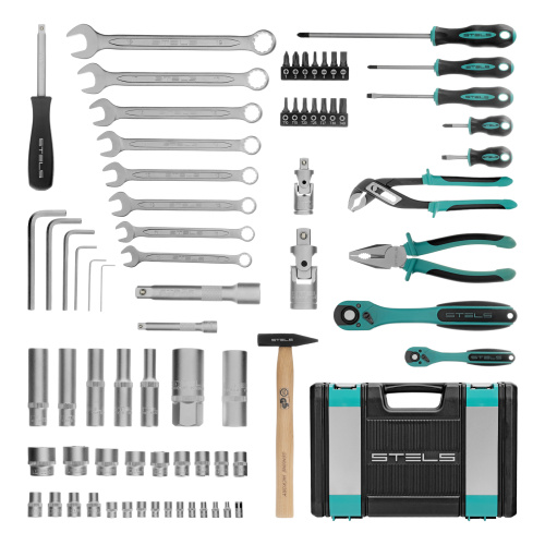 Набор инструментов, 1/2", 1/4", CrV, 12 гранные головки, пластиковый кейс, 76 предметов Stels по ценам производителя в Челябинске с доставкой по всей России