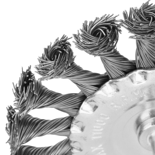 Щетка для дрели, 100 мм, плоская со шпилькой, крученая металлическая проволока Matrix по ценам производителя в Челябинске с доставкой по всей России