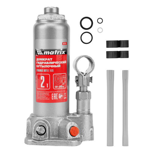 Домкрат гидравлический бутылочный, 2 т, высота подъема 181-345 мм Matrix по ценам производителя в Челябинске с доставкой по всей России