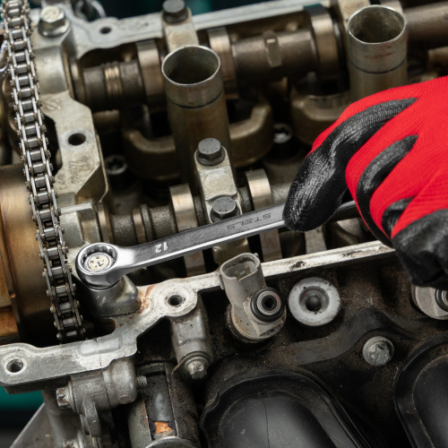 Ключ комбинированный, 12 мм, CrV, матовый хром Stels по ценам производителя в Челябинске с доставкой по всей России