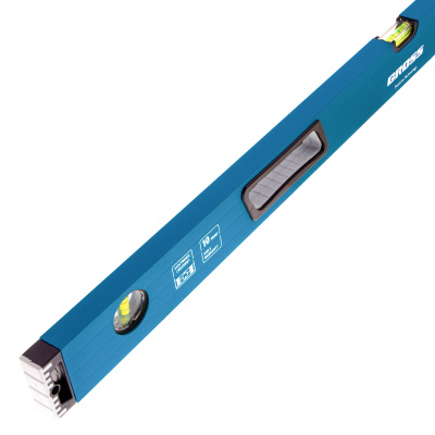 Уровень алюминиевый, 1000 мм, усиленный с ударопрочными заглушками, рукоятки, 3 глазка Gross по ценам производителя в Челябинске с доставкой по всей России