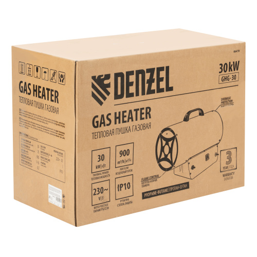 Газовая тепловая пушка GHG-30, 30 кВт, 900 м3/ч, пропан-бутан Denzel по ценам производителя в Челябинске с доставкой по всей России