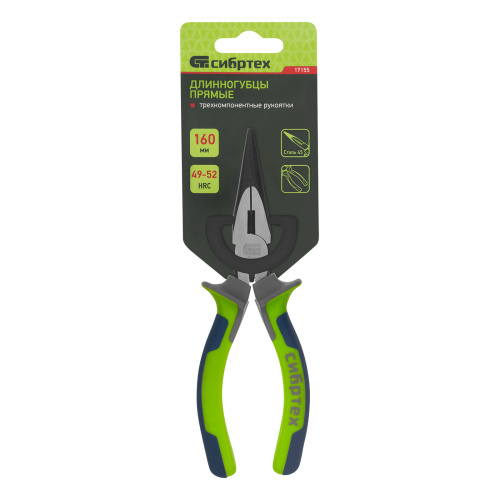 Длинногубцы прямые 160 мм, фосфатирование, трехкомпонентные рукоятки Сибртех по ценам производителя в Челябинске с доставкой по всей России