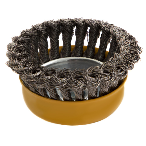 Щетка для УШМ, 100 мм, "Чашка", крученая нержавеющая проволока 0.5 мм, М14 Denzel по ценам производителя в Челябинске с доставкой по всей России