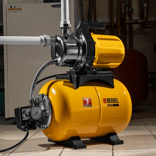 Насосная станция PS800X, 800 Вт, 3200 л/ч, ресивер 24 л, подъем 38 м, нержавейка Denzel по ценам производителя в Челябинске с доставкой по всей России