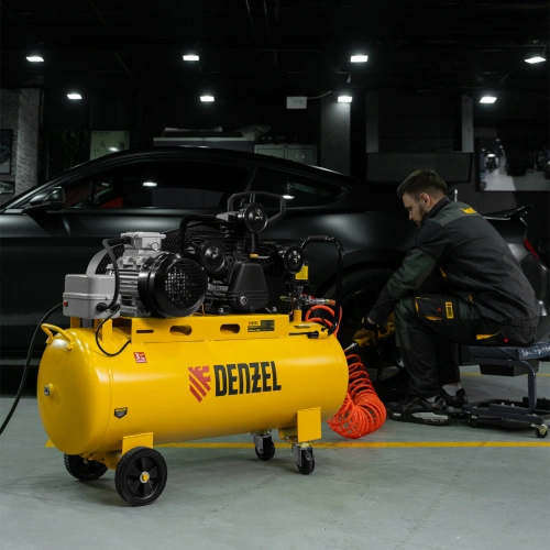 Компрессор воздушный BCW3000-T/100, ременный привод, 3.0 кВт, 100 литров, 520 л/мин Denzel по ценам производителя в Челябинске с доставкой по всей России