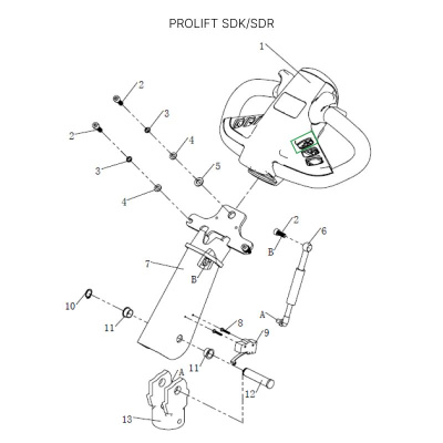 Корпус кнопки подъема-опускания вил для штабелеров SDR 1533/1536/1545S/1645/1656/2036/2045, SDK по ценам производителя в Челябинске с доставкой по всей России